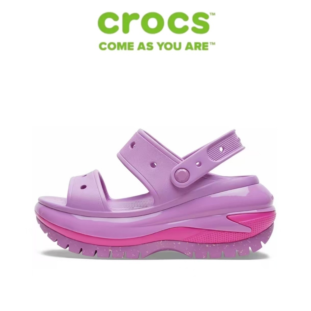 【FREE SHIP】Crocs Mega Crush Matte Sandal in Purple Rose Red