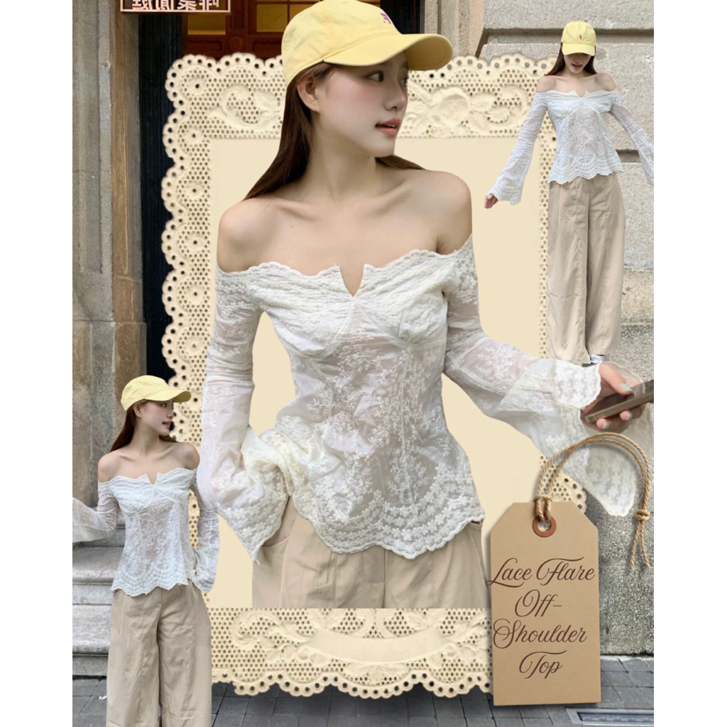 78 - Studio Lace Flare เสื้อปาดไหล่ลูกไม้ แขนกระดิ่ง