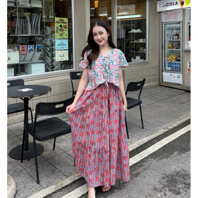 Indian skirt กระโปรงผ้าพิมพ์ลายอินเดีย สีสันสดใส