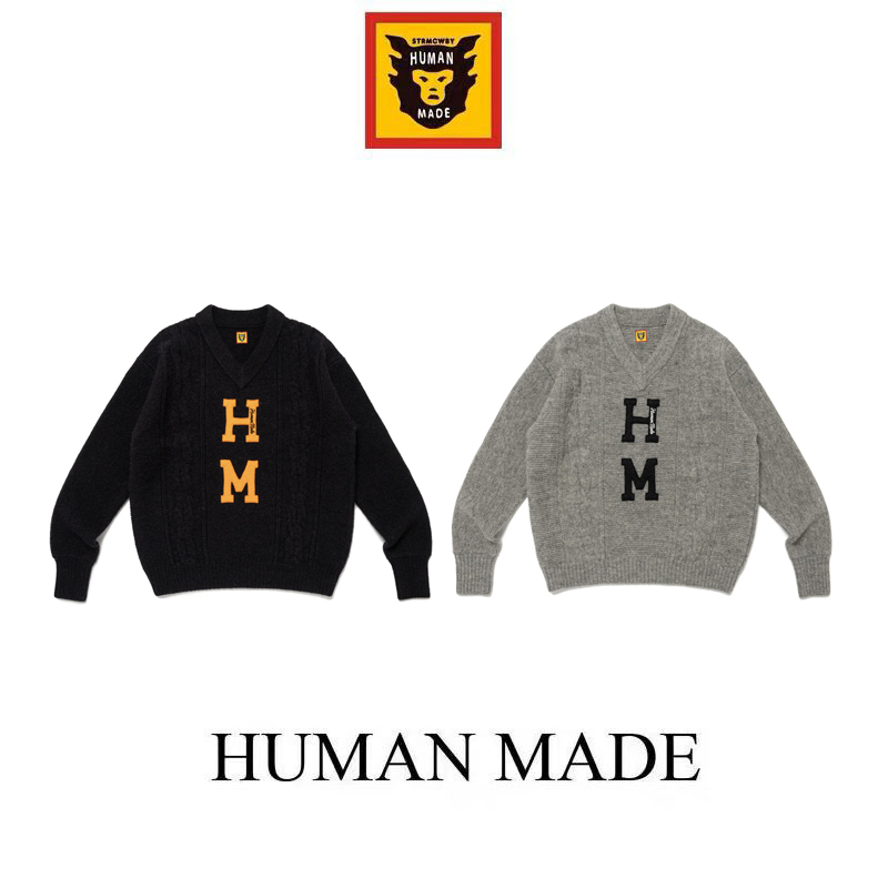 【Human Made】🇯🇵 พร้อมส่ง/ เสื้อ human made  LOW GAUGE KNIT SWEATER เสื้อกันหนาวผ้าฝ้าย 25 SS