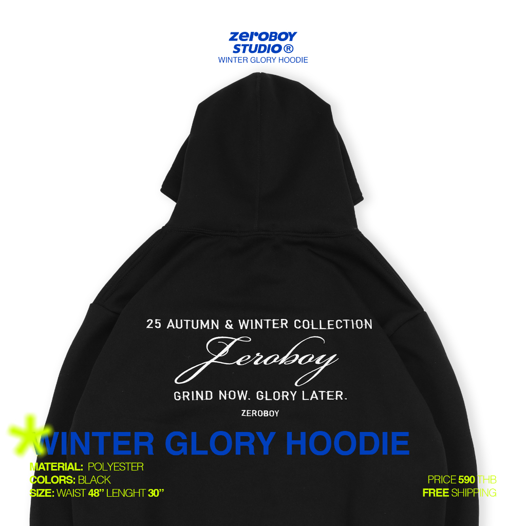 ZEROBOY – WINTER GLORY HOODIE/25 ” เสื้อสำลีโลโก้สีขาว ” ราคา ถูกที่สุด ดีลบีเคเค แกลเลอรีภาพที่ 6