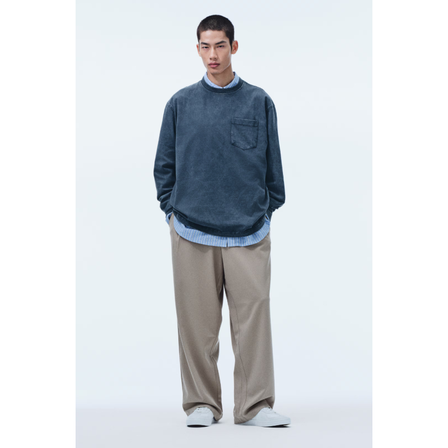 H&M(เอชแอนด์เอ็ม) เสื้อแขนยาวทรงหลวม Men Loose Fit Long-sleeved top 1307967_1