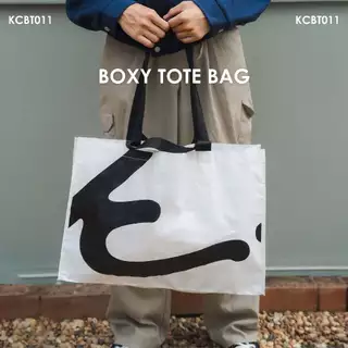 KIM&CO. ORIGINAL - Boxy Tote – “Logo Type Series” (KCBT011) กระเป๋าKC shopping bag สีขาว