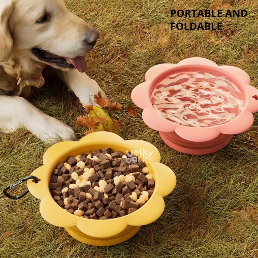 VELKYBARK [พร้อมส่ง] ชามซิลิโคนสุนัข ชามอาหารสุนัขพกพา ชามซิลิโคนพับได้ Silicone Pet Bowl Food Grade✅ รูปที่ 2