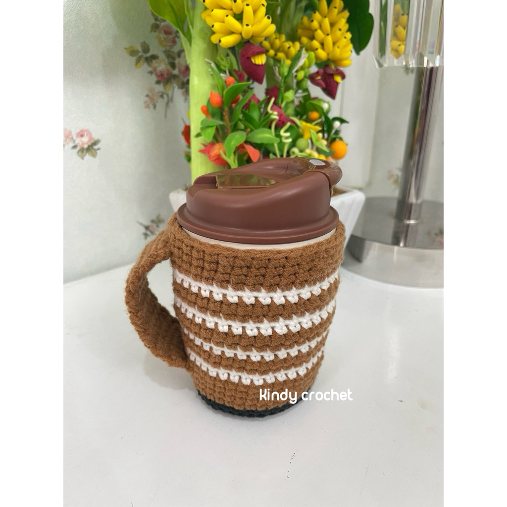 กระเป๋าไหมพรมสำหรับใส่แก้ว Civago ถุงใส่แก้ว ครอบแก้ว ส่งในไทย แฮนเมด 🇹🇭