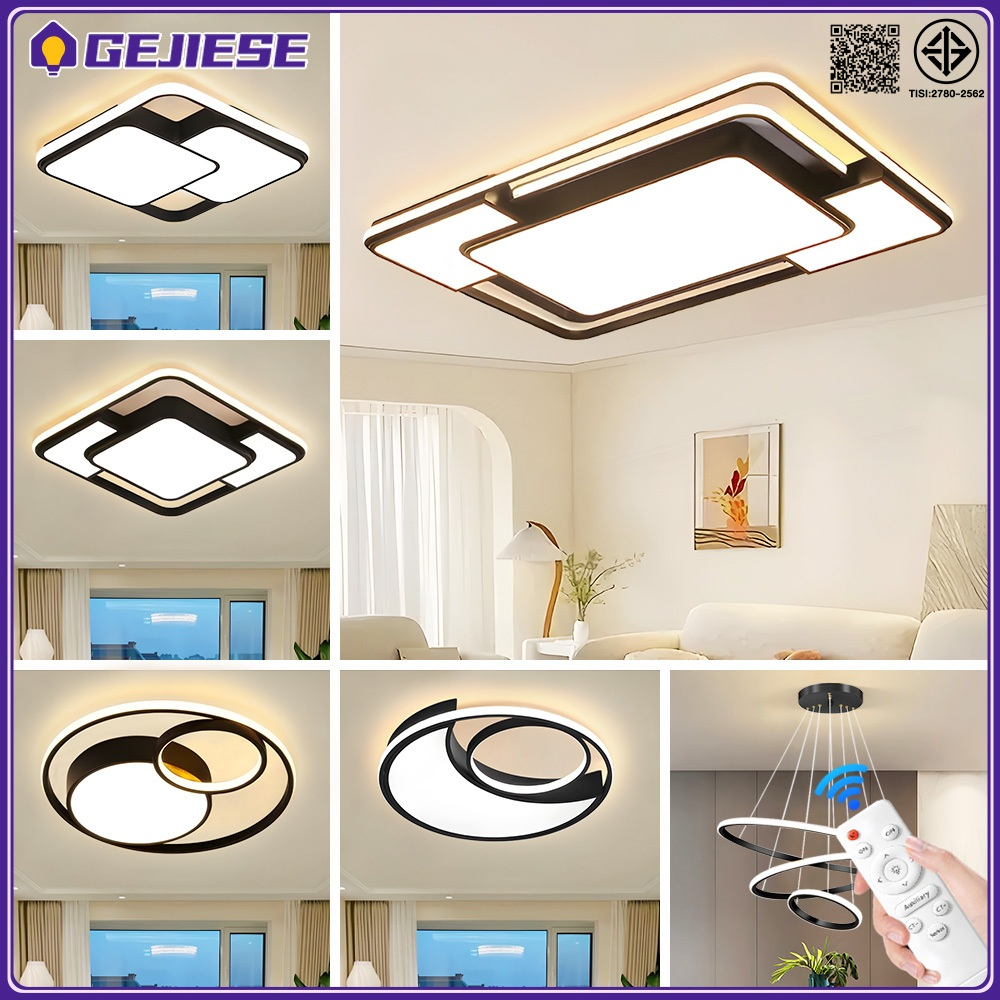 GEJIESE ไฟ 3 สี โคมไฟเพดาน LED สามารถปรับความสว่างได้ ไฟเพดาน ด้วยการควบคุมระยะไกล ไฟติดเพดาน หลอดไฟเพดาน โคมเพดาน
