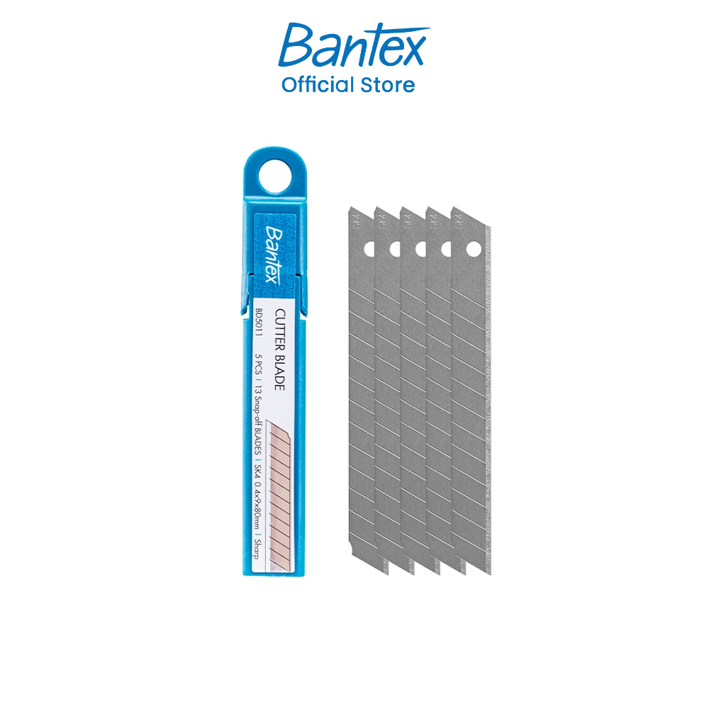 Bantex ใบมีดคัตเตอร์ ใบมีดสีเงิน 9 มม 5ชิ้น/กล่อง ใบมีดสำหรับคัตเตอร์ Cutter Blade
