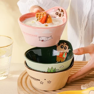 【ของแท้】Shinchan ชินจัง ชามสลัดเซรามิก 340ml 4 สี ลายน่ารัก กวนๆ ล้างง่าย ใช้ทุกวัน ส่งฟรี