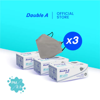[3 กล่อง 3D] Double A Care หน้ากากอนามัยทางการแพทย์ 3D V-SHAPE 50 ชิ้น/กล่อง จำหน่าย 3 กล่อง
