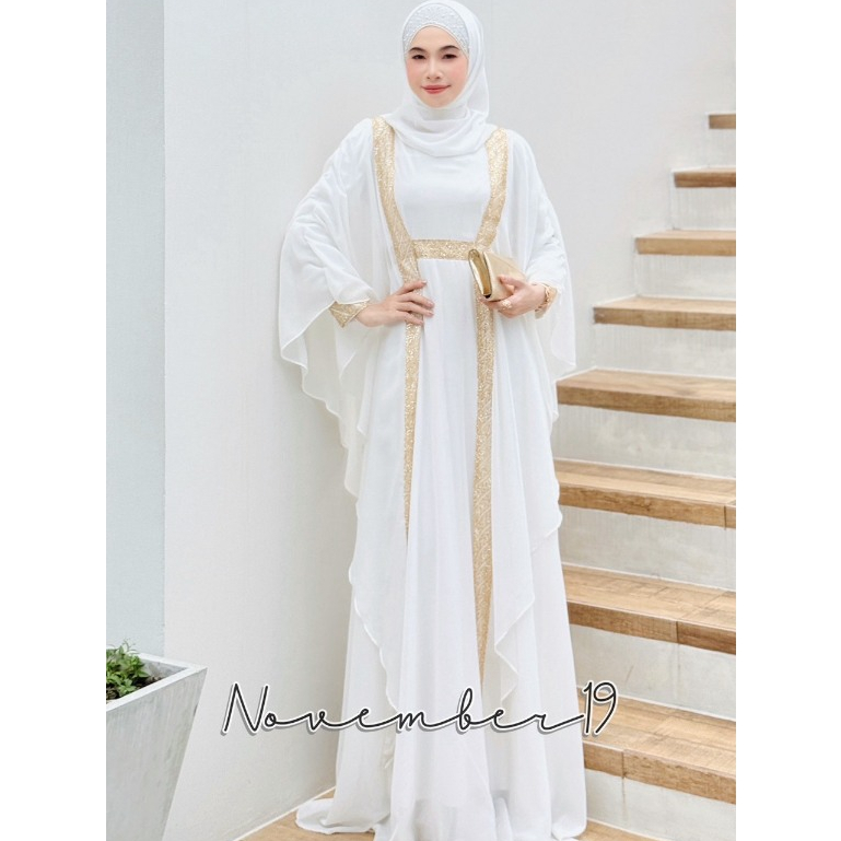 เดรสค้างคาว Abaya อบาย่า ชุดใส่ไปอุมเราะห์ ชุดอิสลามหญิง ผ้าชีฟอง ชุดพร้อมส่ง