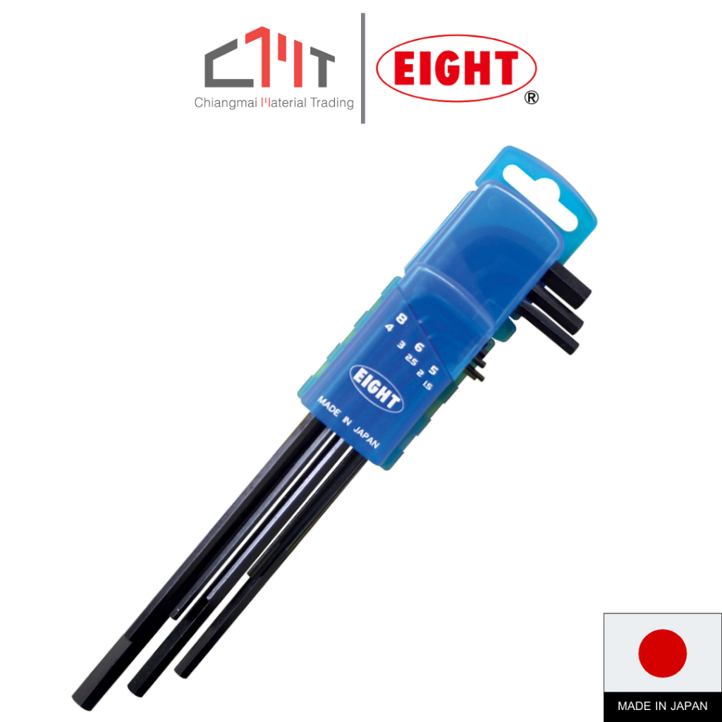 EIGHT ชุดประแจหกเหลียมดำ ยาวพิเศษ 8 ตัวชุด เบอร์ 1.5 - 8 No.014-158D