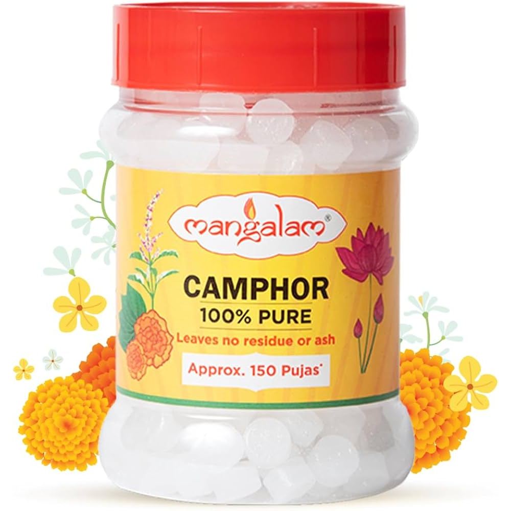 MANGALAM Camphor Tablet 100g Jar - Pack of 1 100% Pure | For Puja, Festivals & Other Religious Ritual  approx 150 pujas