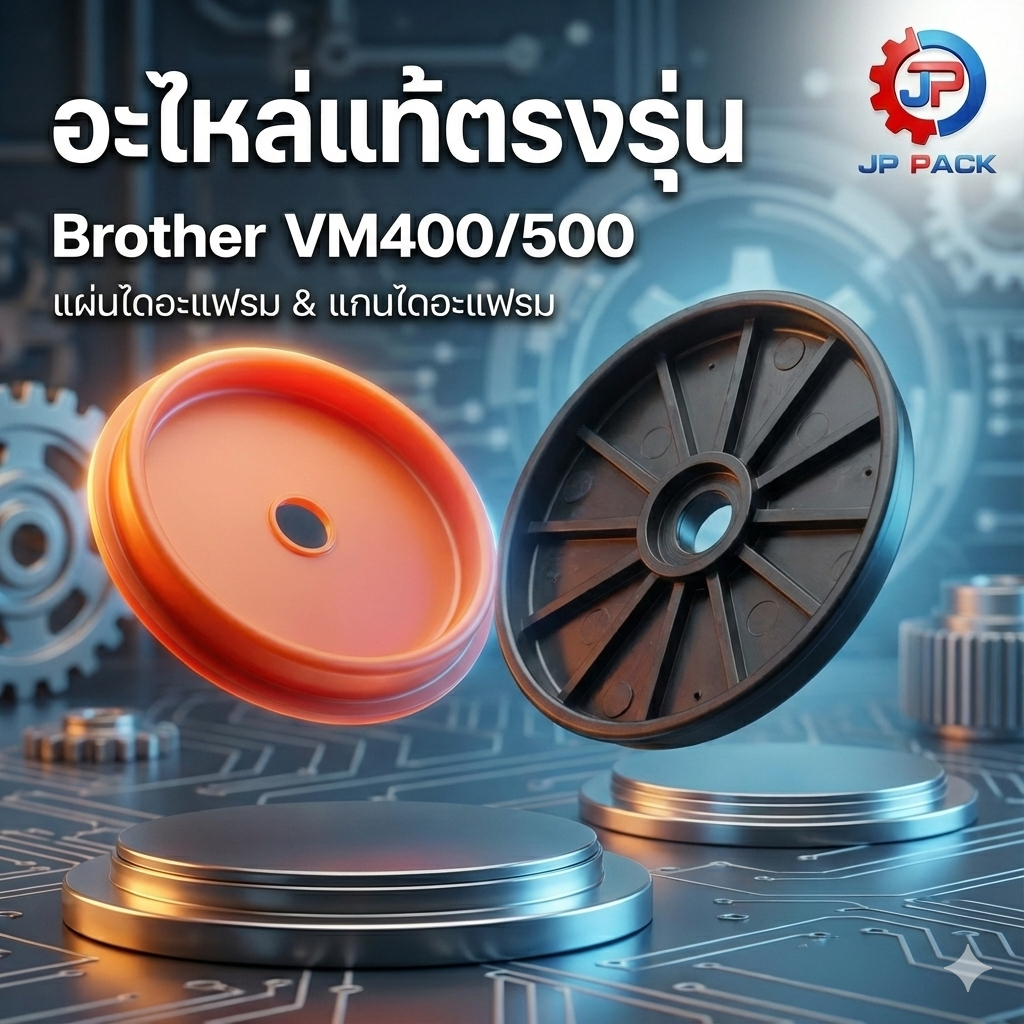 อะไหล่เครื่องซีลสูญญากาศ Brother VM400 / VM500 - แผ่นไดอะแฟรม (สีแดง) และ แกนไดอะแฟรม (สีดำ)