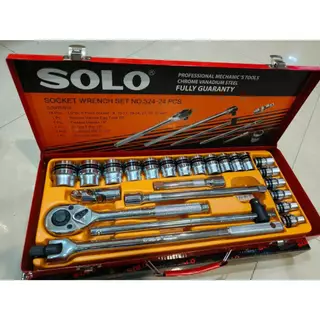 SOLO บล็อคชุด ขนาด 1/2" 24ตัวชุด บล็อกชุด บ๊อกชุด 4 หุน 24ชิ้น No.524 ลูกขนาด 8-32 มิล