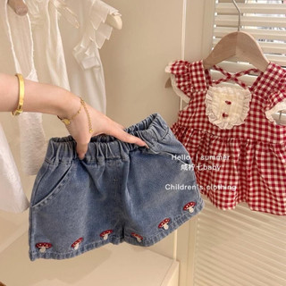 [Namsaii kids] E-012🔥พร้อมส่ง🔥ชุดเซท2ชิ้น ชุดเด็กผู้หญิง เสื้อลายสก็อต + กางเกงยีนส์ขาสั้น สไตล์เกาหลี