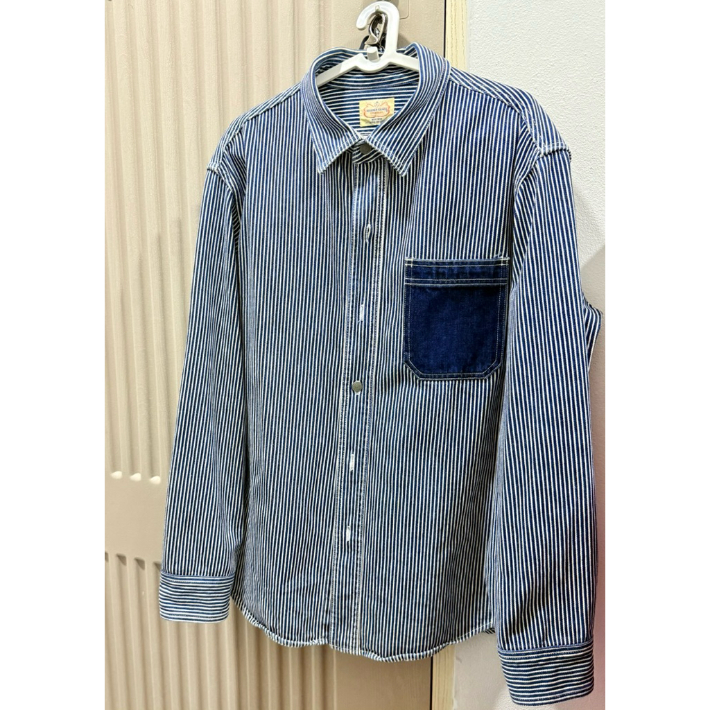 Kojima Genes แจ็กเก็ตเดนิมลายทาง Workwear ญี่ปุ่น มือสองแท้