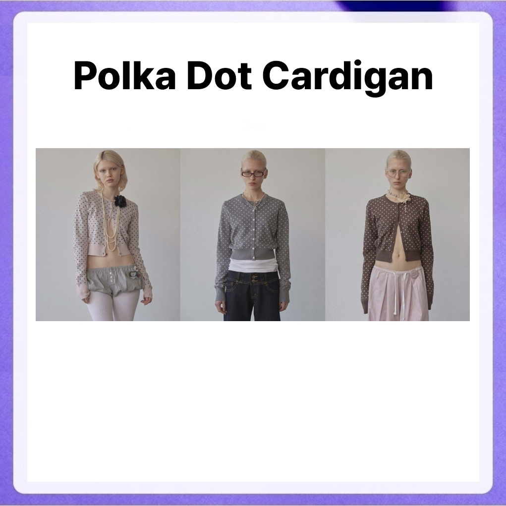 Sculptor Polka Dot Cardigan (Baby Pink/Brown, Melange Gray/White, Brown/Baby Pink)