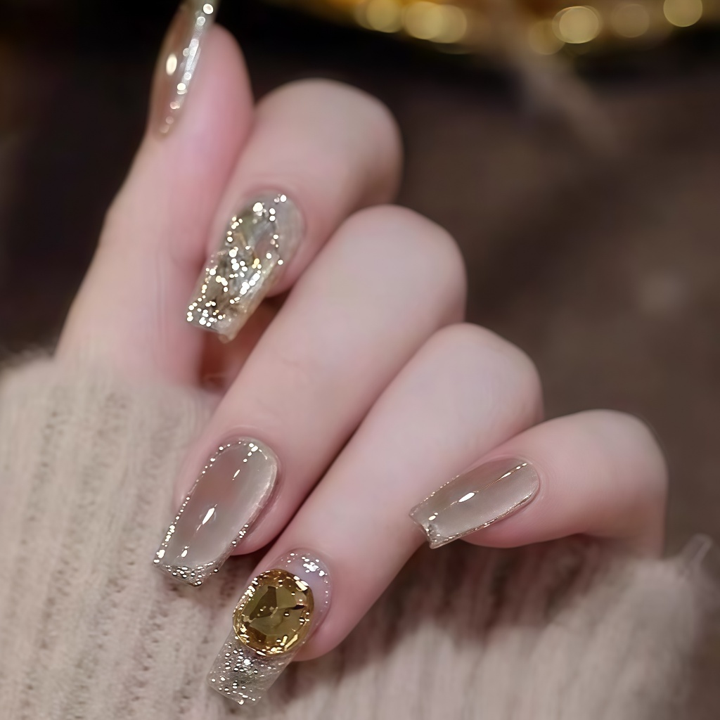 【ชุดเครื่องมือฟรี】Cats Eye เล็บปลอมลายตาแมว เล็บแฟชั่น สไตล์ฝรั่งเศส สไตล์หรูหราเบาสบายแบบ ทำด้วยมือ ทำให้ผิวขาวขึ้น - รูปที่ 2