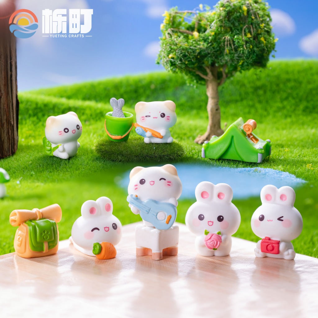 846. พร้อมส่ง ตุ๊กตาจิ๋ว   ครอบครัวกระต่าย  ตกแต่งสวนถาด แต่งสวนจิ๋ว *ราคาต่อชิ้น