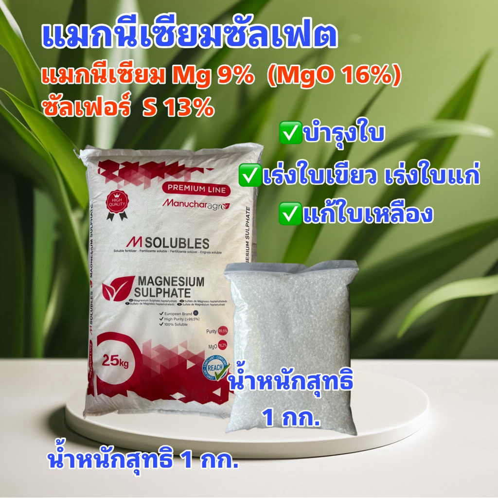 ปุ๋ยเกล็ด แมกนีเซียมซัลเฟต ดีเกลือฝรั่ง / Magnesium sulfate Heptahydrate 99.5% ขนาด 1,000 กรัม