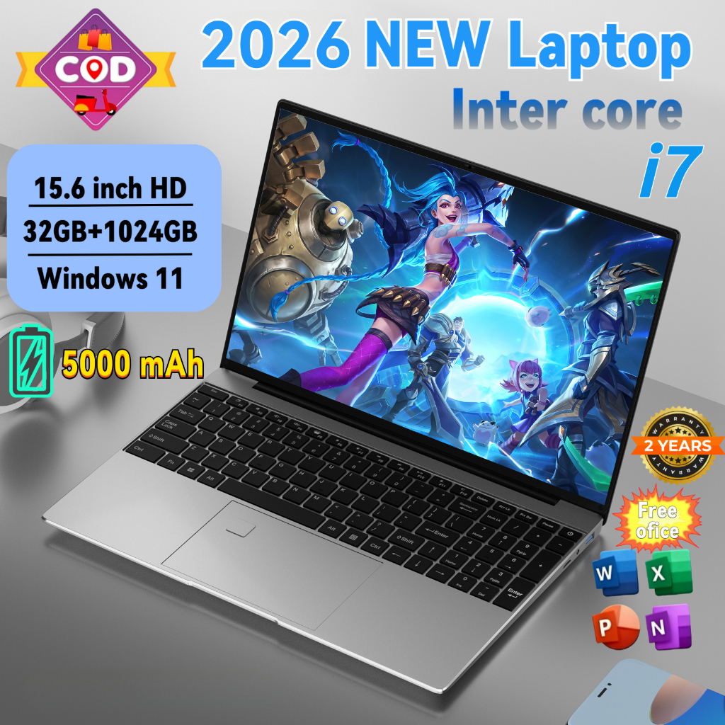 โน๊ตบุ๊ค Intel Core i7 Laptop แล็ปท็อป HD 15.6" 32GB SSD1TB ปลดล็อคลายนิ้วมือ รับประกันฟรี 2 ปี
