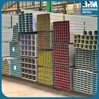 BPM เหล็กกล่องชุบกัลวาไนซ์ เหล็กกล่อง GI (Galvanized Iron) 3x3",4x2", 4x4, แบ่งขาย 1-2 เมตร
