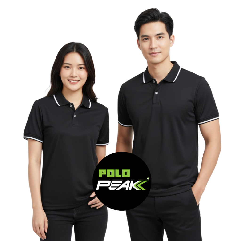 เสื้อโปโลสีดำ ปกดำริ้วขาว 1 เส้นเล็ก