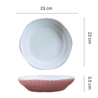 จานกลมเซรามิค 7.5/8/9นิ้ว มี3สี ฟ้า สีเขียว ชมพู จานเวฟได้ อบได้ ล้างเครื่องได้ มินิมอล