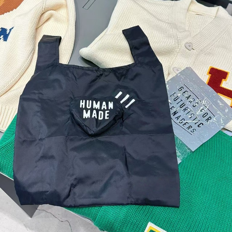 ⭐️องแท้100%⭐️ HUMAN MADE ถุงช้อปปิ้งพับได้ Love Heart พับ Water-Repellent กระเป๋า กระเป๋าโท้ทไนลอน - รูปที่ 4