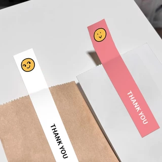 พร้อมส่ง️! สติ๊กเกอร์กระดาษลายการ์ตูน พิมพ์ Thank You ขนาด กว้าง 1.5 x สูง 9 cm.