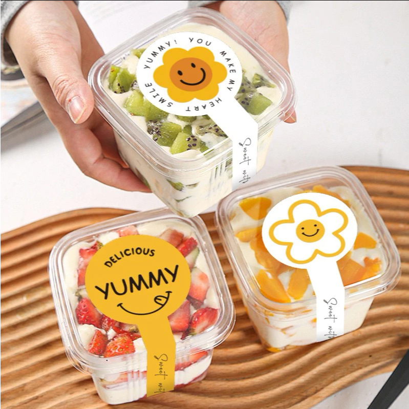 สติ๊กเกอร์ทรงยาว สติ๊กเกอร์กล่องเค้ก สติ๊กเกอร์สายคาดติดแก้วกาแฟ (100ดวง/แพค)⭐️พร้อมส่ง⭐️