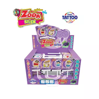 อมยิ้ม Zoda Stick X Crayon Shin Chan กลิ่นองุ่น (+Easy Tattoo) ขนาด 50 แท่ง/แพ็ค
