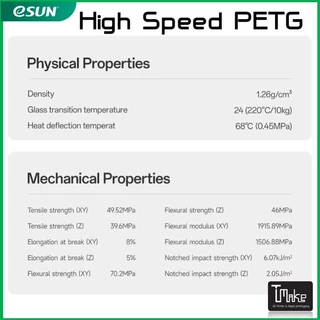 eSUN PETG+HS High Speed Filament Fast Strong & Chemical Resistant 1.75 mm 3D Filament 1KG