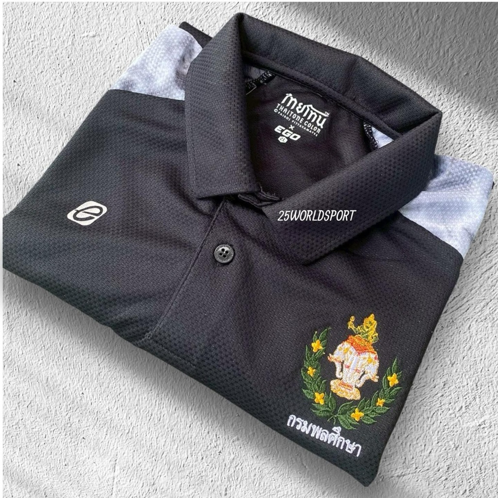 เสื้อโปโลอีโก้T001 สีดำ  พร้อมปัก
