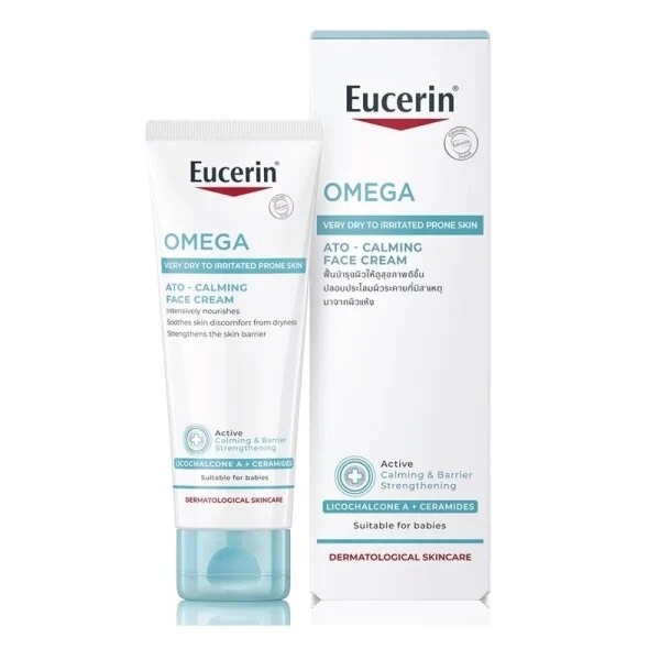 Eucerin OMEGA ATO-CALMING FACE Cream 50 ML ยูเซอรินโอเมก้าครีม มอยส์เจอไรเซอร์สำหรับผิวแห้ง แดง ผื่่น