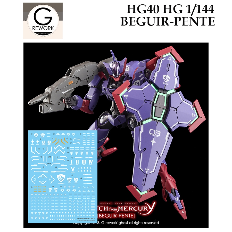 ดีคอลน้ำ [G-Rework] HG 40 BEGUIR PENTE the Witch from MERCURY GUNDAM WATER SLIDE DECAL HG 1/144 HG40