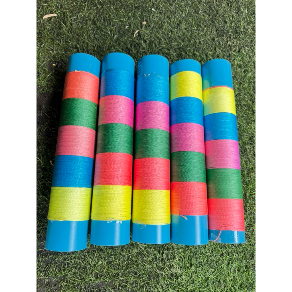 peถัก8  100ปอนด์ ยาว50เมตร สีรุ้ง กระบอก1นิ้วครึ่ง