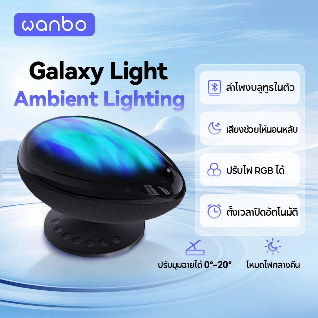 Wanbo EVA Galaxy Light โคมไฟโปรเจคเตอร์ โคมไฟดาว ไฟตกแต่งห้อง ลำโพง 3W Bluetooth 5.0 White Noise ช่วยการนอนหลับ