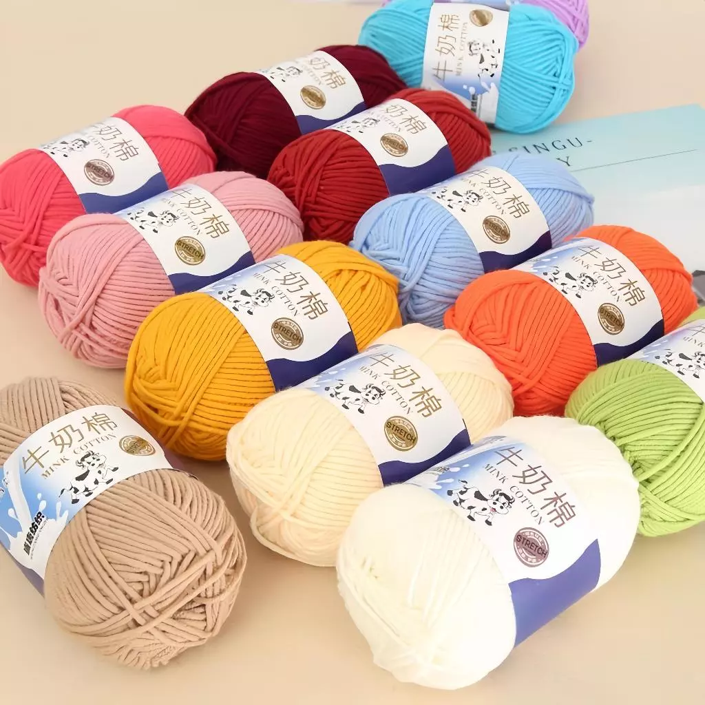 【Moonup】ไหมพรมคอตตอนนม 5ply น้ำหนัก50กรัม ไหมพรม เนื้อนุ่ม milk cotton yarn