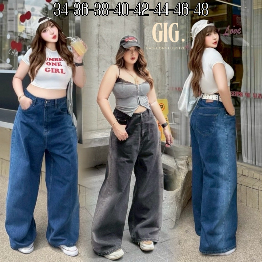 เอว34-48  JEANS กางเกง Baggy jeans