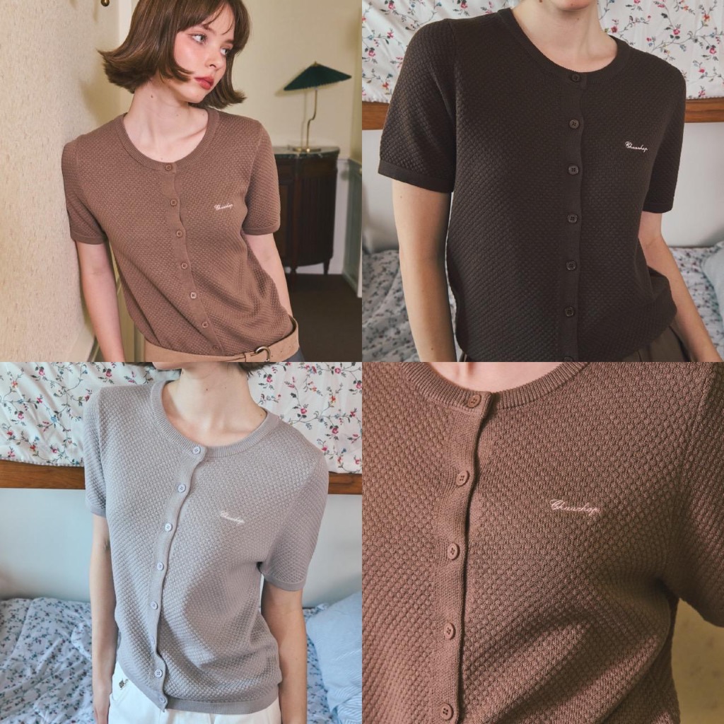 CHUUCHOP - (S-XL) Toby Knitted Tee เสื้อไหมพรมถักแขนสั้น(CT006)