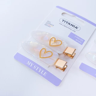 TITANIA Hair Clip กิ๊บหนีบผม Milky Heart นำเข้าจากเยอรมัน (1 กล่องบรรจุ 2 ชิ้น)