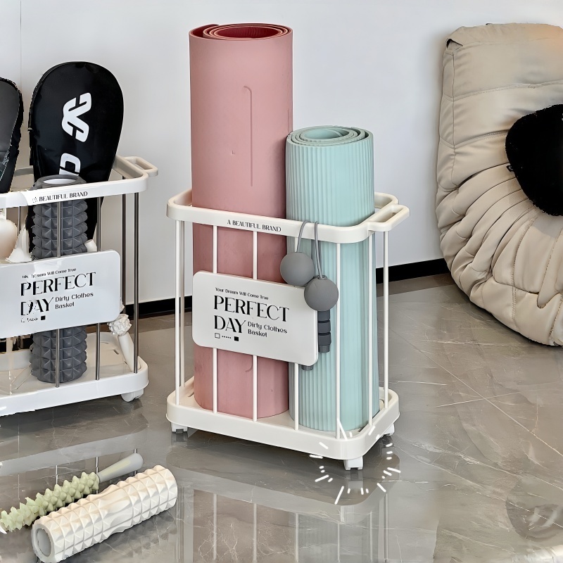 HOTUS ตะกร้าใส่ผ้าซัก ตะกร้าเก็บเสื่อโยคะคุณภาพสูงระดับพรีเมียม ตะกร้าเก็บเสื้อผ้าสกปรกแบบพกพาเ ตะกร้าเก็บของมีล้อ - รูปที่ 5