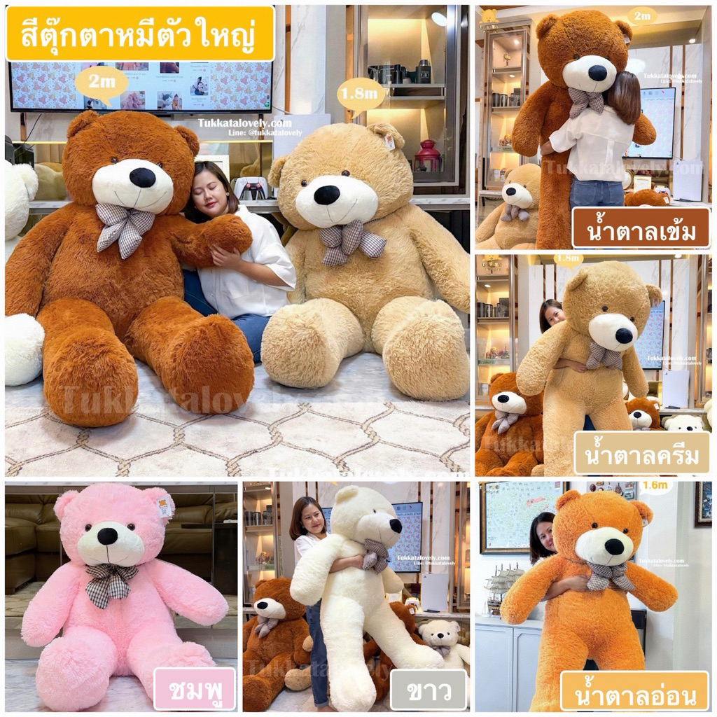 ตุ๊กตาหมีเท็ดดี้ตัวใหญ่นำเข้าพรีเมียม ขนาด 1-2 เมตร ตุ๊กตาหมีตัวใหญ่ ตัวนุ่ม ขนนุ่ม