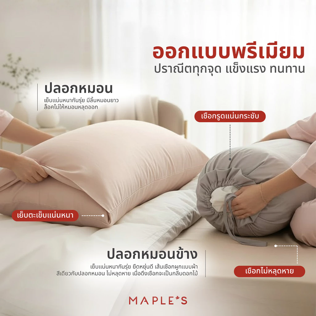 MAPLE S ปลอกหมอน ปลอกหมอนข้าง MicroCotton กันไรฝุ่น thumbnail 5