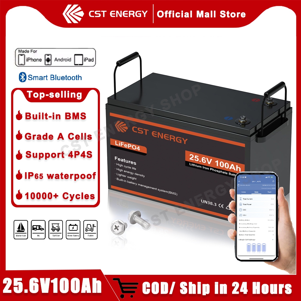 แบต 24v 100ah แบตเตอรี่ 12v 100ah/280ah Bluetooth Lifepo4 Battery, CST ENERGY Lithium แบตเตอรี่ with