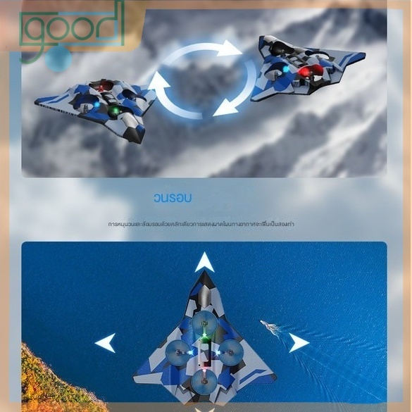 ของเล่นเครื่องบินโฟมควบคุมระยะไกล มาพร้อมระบบกันสั่น 4 แกนที่อัพเกรดใหม่ ตัวเครื่อง ABS ยืดหยุ่นสูง รูปลักษณ์เท่ ควบคุมไ - รูปที่ 6