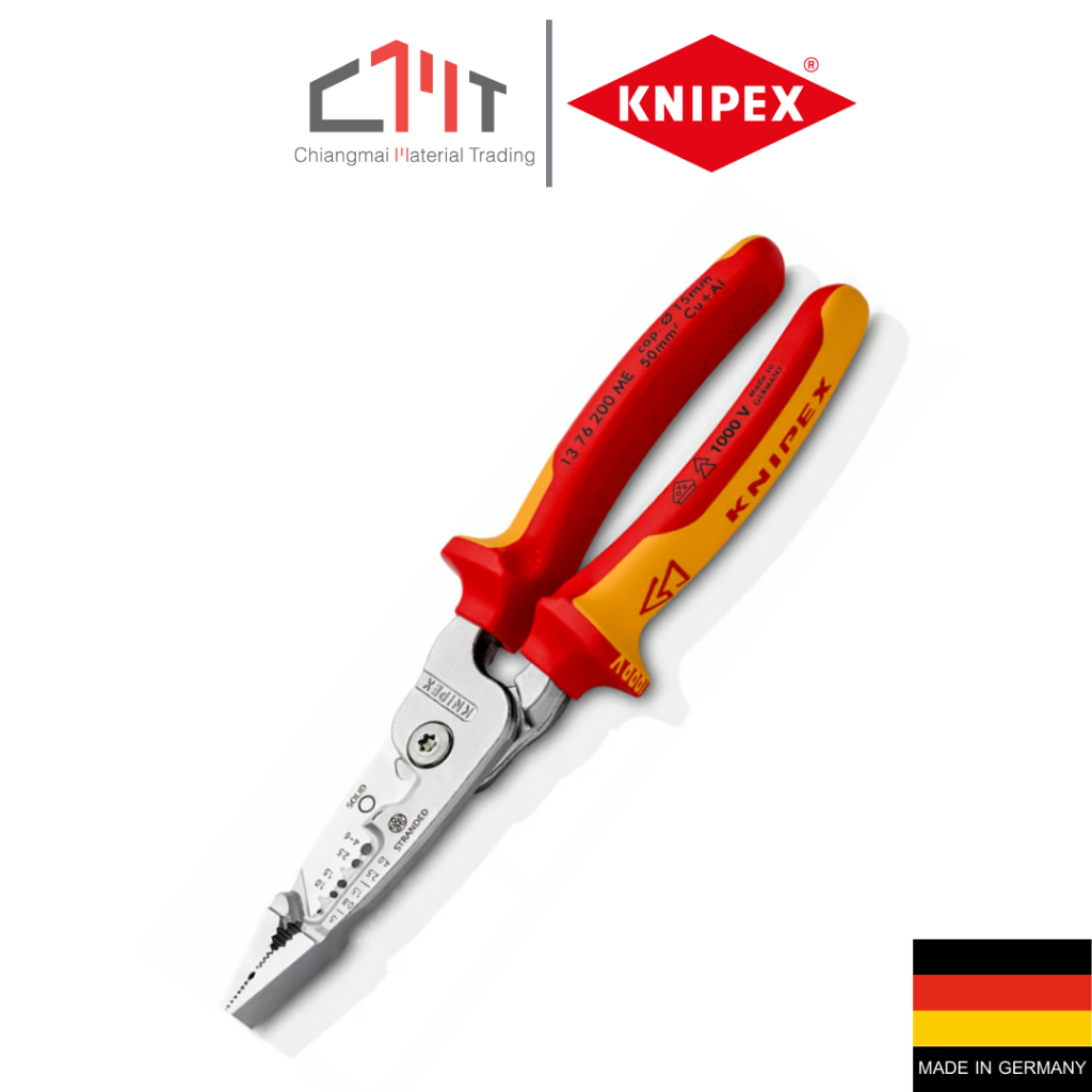 KNIPEX คีมปอกสายไฟ  ด้าม VDE Metrisches Modell No.13 76 200 ME (WireStripper Metric version)