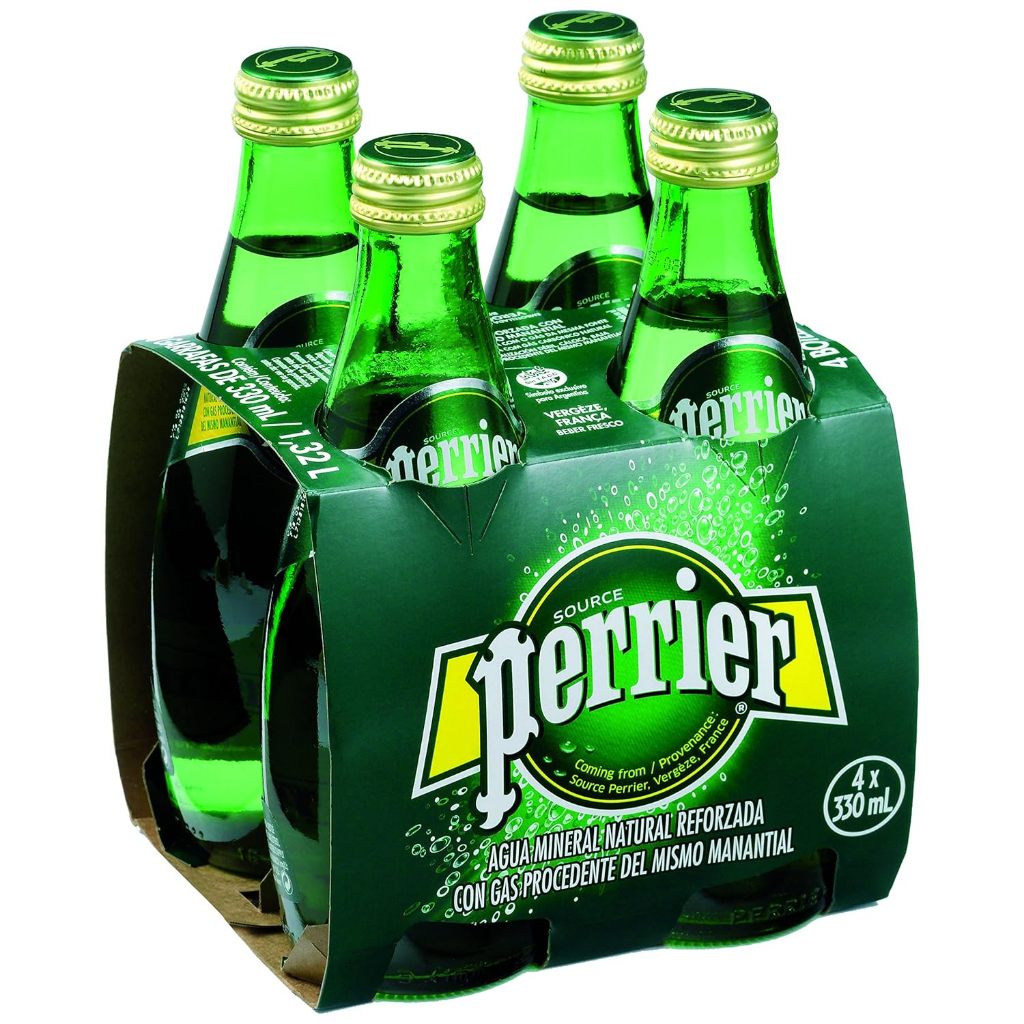 Perrier Mineral Water Glass Bottle  4 x 330ml