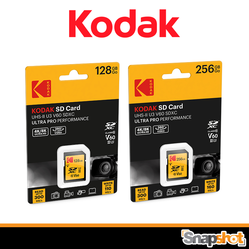Kodak SD Card 128GB / 256GB UHS-II U3 V60 Ultra Pro SDXC Memory Card Read speed Up to 300MB/s ประกันศูนย์ 5 ปี